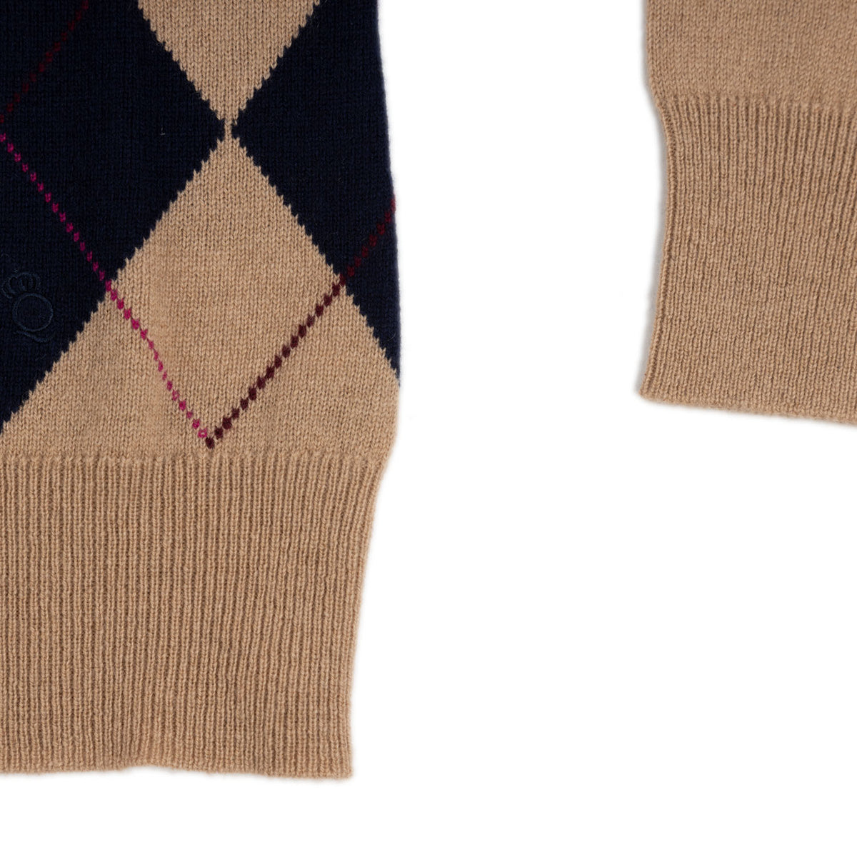 CASHMERE BLENDED V NECK ARGYLE_DEEPGREY NAVY main image 1