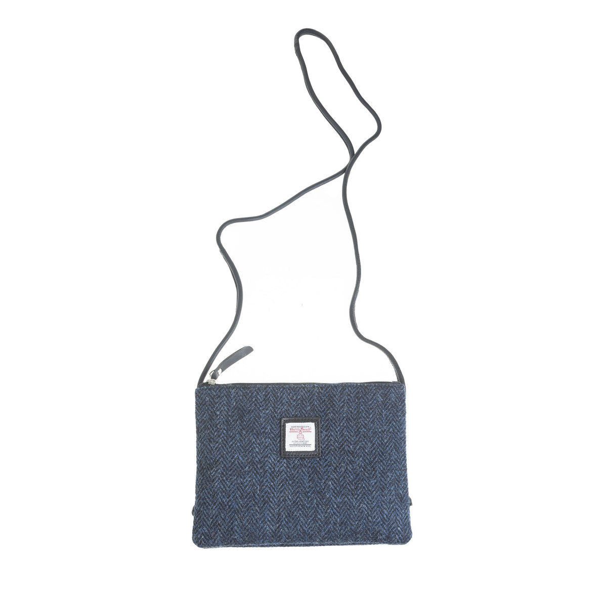 Ht Ladies Cross Body Bag Navy Blue Herringbone / Black The Scotland