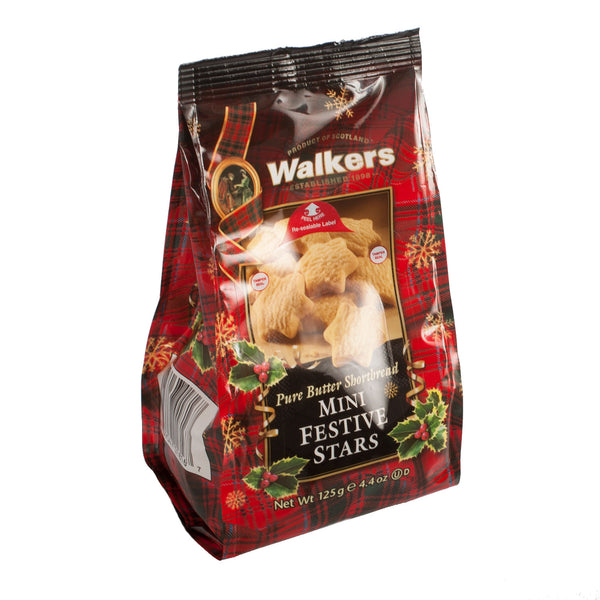 Walkers Mini Shortbread Festive Stars Bag 125G | The Scotland Shop