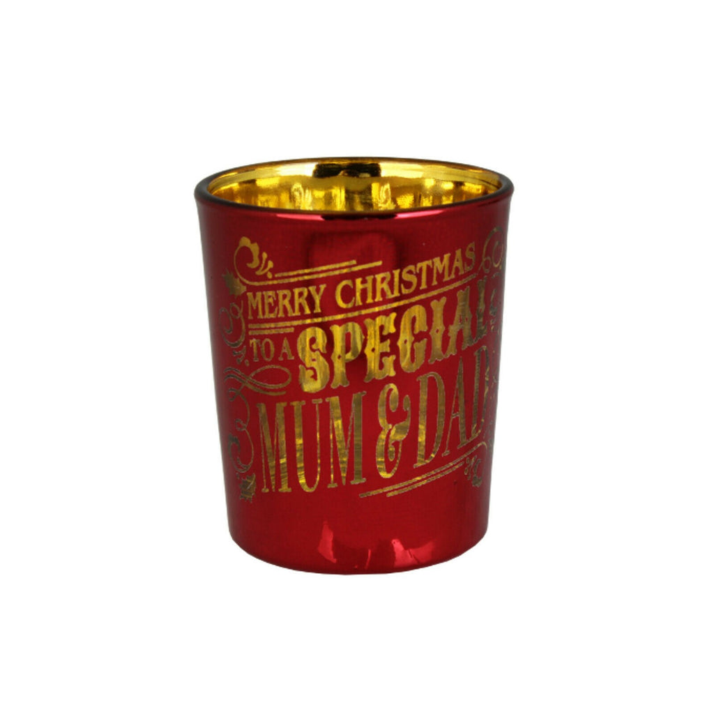 Xmas Metallics Candle Holder Special Mum & Dad