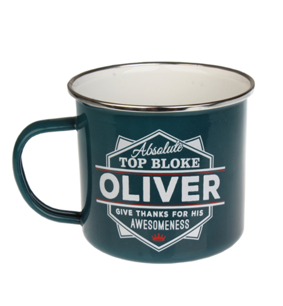 Enamel Personalised Camping Style Mug Oliver