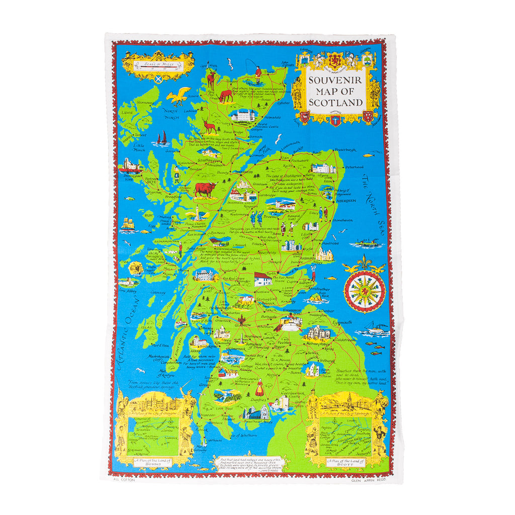 Souvenir Map Of Scotland Kitchen Tea Towel