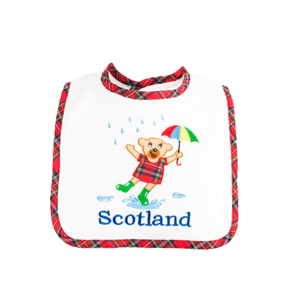 Babies Bib - Tartan Umbrella Bear