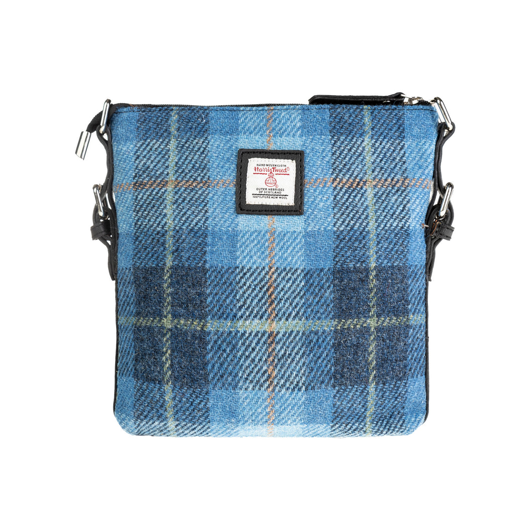 Ht Vegan Leather Crossbody Bag Blue Check / Black