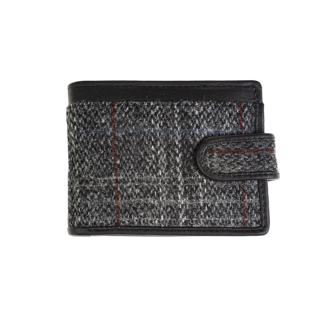 Mens Ht Leather Wallet With Loop Closer Grey & Red Check / Black | The ...