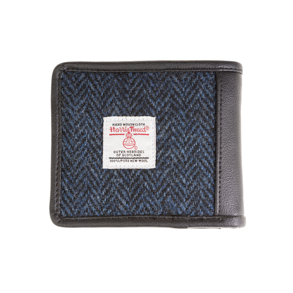 Mens Ht Vegan Leather Wallet Navy Blue Herringbone / Black