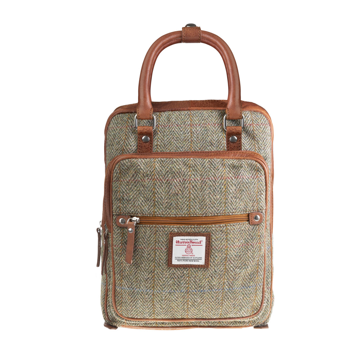 Ht Leather Large Backpack Lt Brown Check / Tan | The Scotland Shop