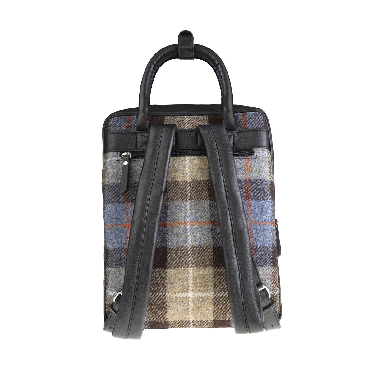 Ht Leather Large Backpack Blue & Brown Check / Black | The Scotland Sh ...