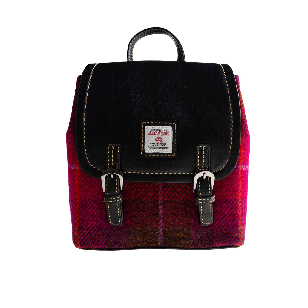 Ladies Ht Leather Small Backpack Red Check / Red