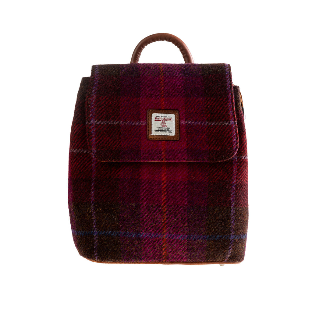 Ht Leather Flapover Backpack Cerise Check / Tan