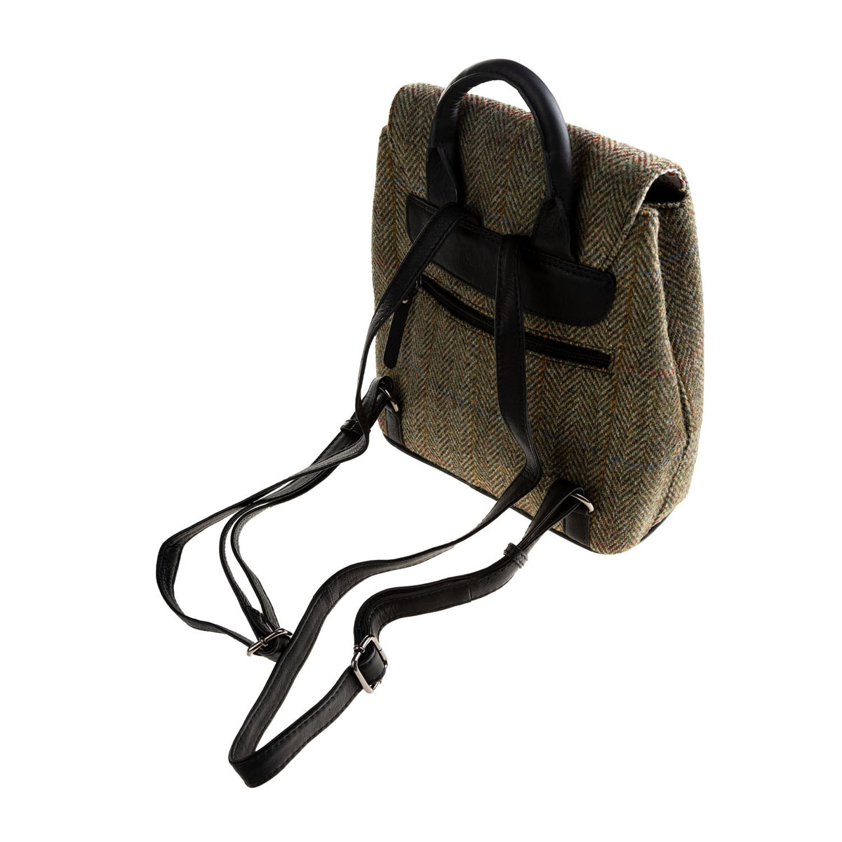 Ht Leather Flapover Backpack Lt Brown Check / Black | The Scotland Sho ...