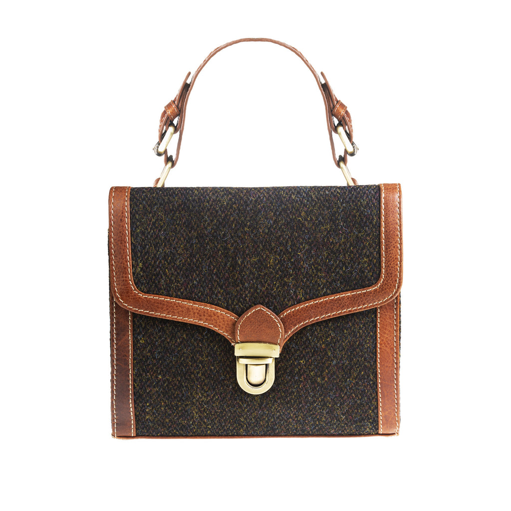 Ht Ladies Handbag Dark Brown Barleycorn / Tan