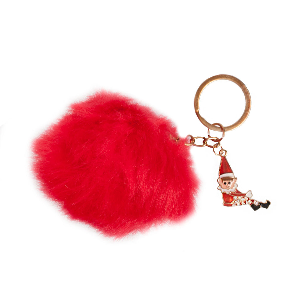 Faux Fur Pom Pom Elfie Keyring