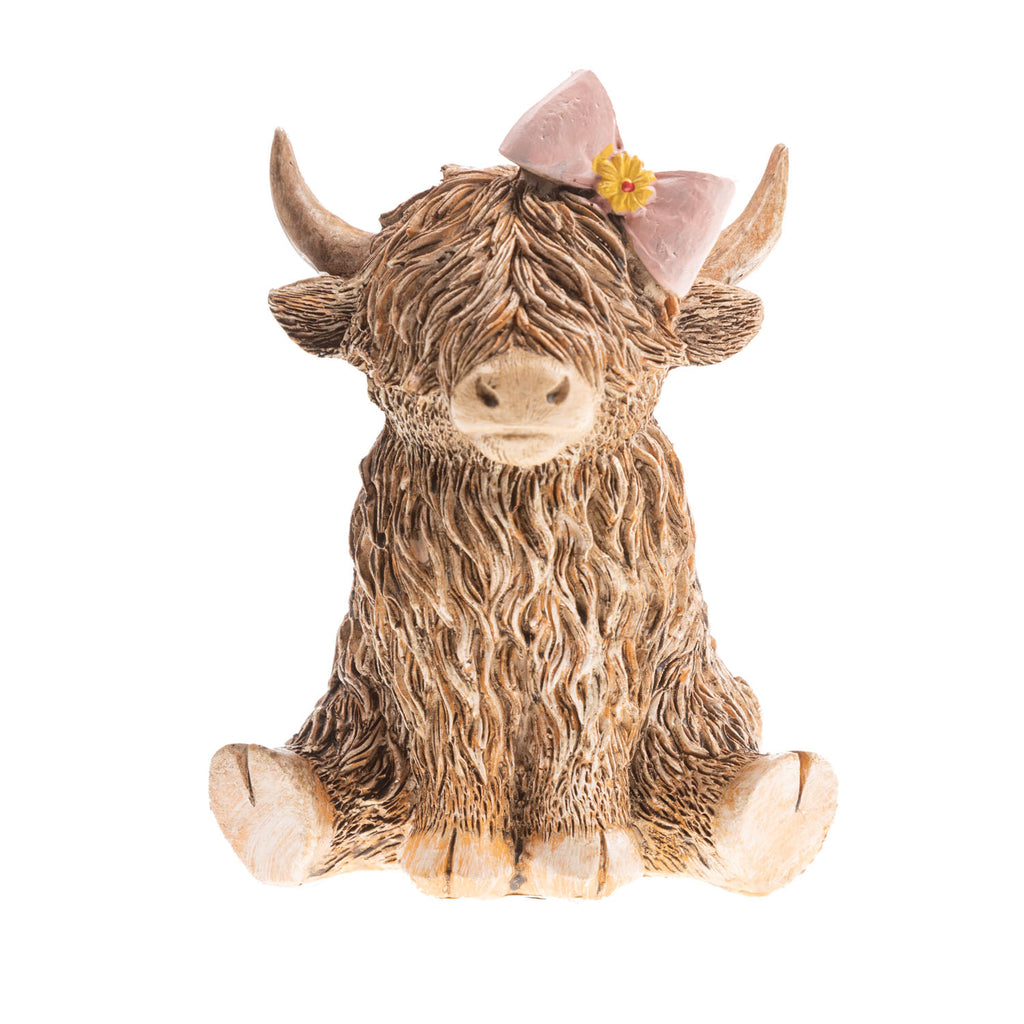 Highland Cow Pink Bow