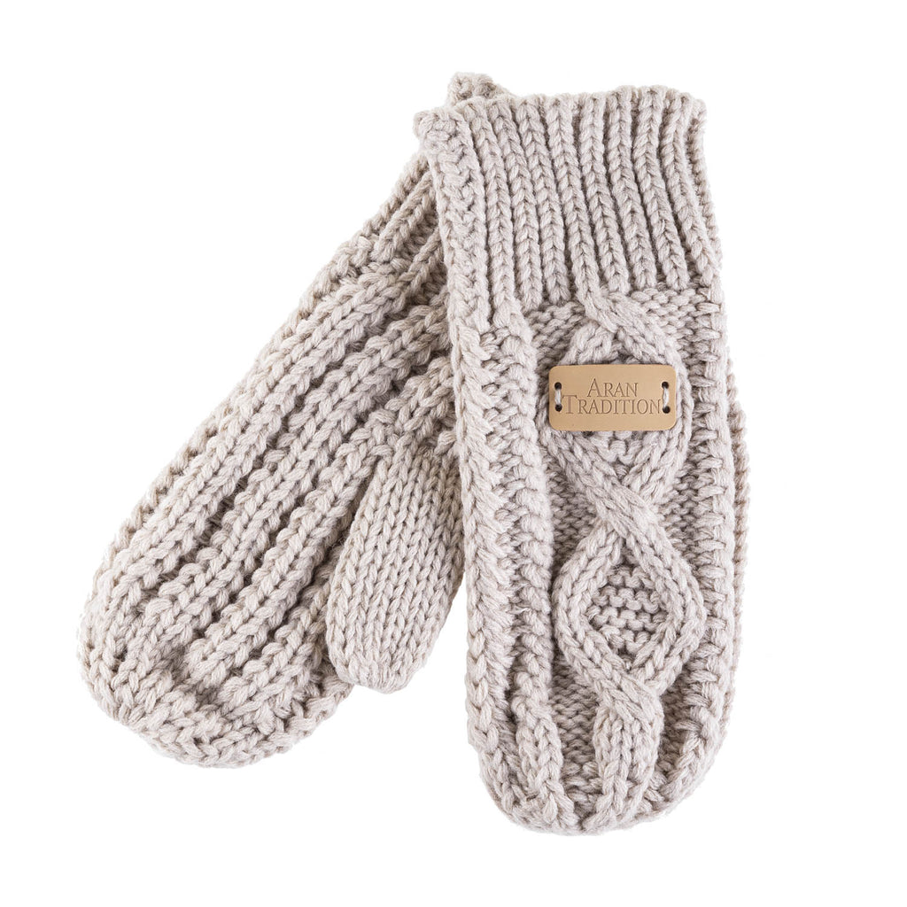 Women's Aran Traditions Cable Mitts  Oatmeal