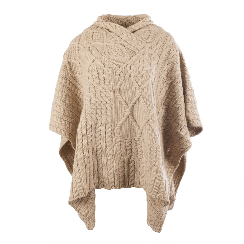 Aran Traditions Cable Classic Shawl Neck  Oatmeal