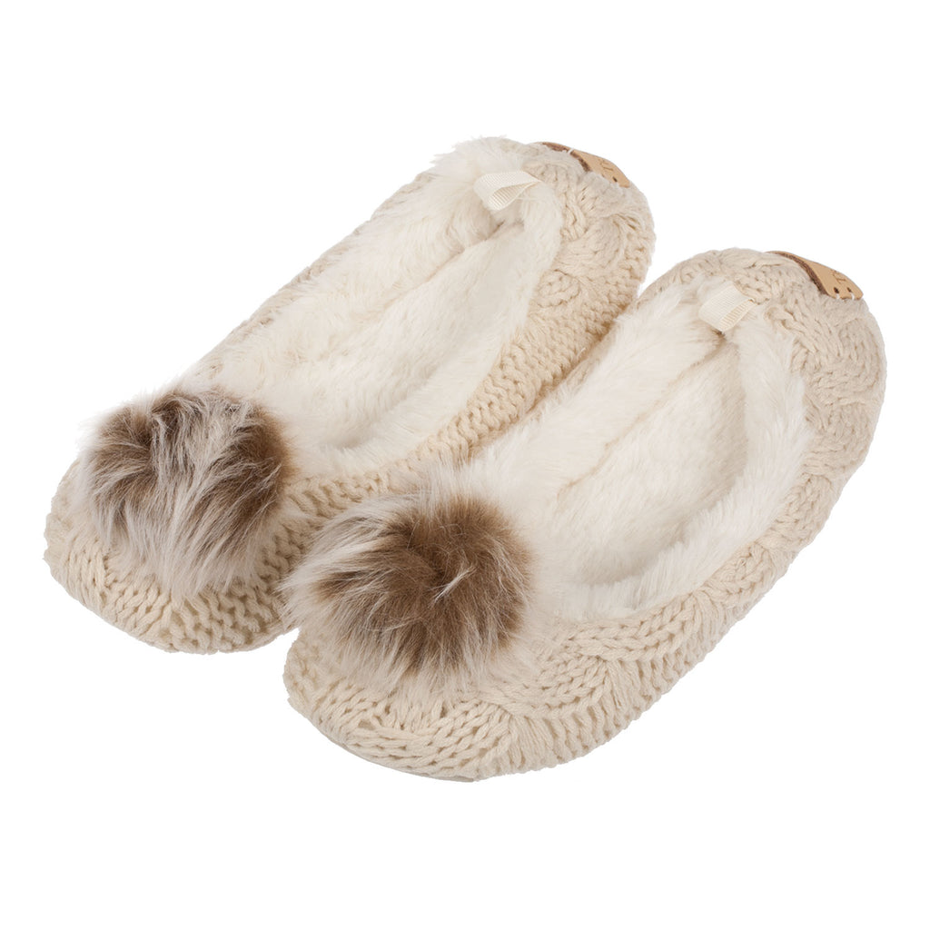 Women's Cable Knitted Ballerina Slipper