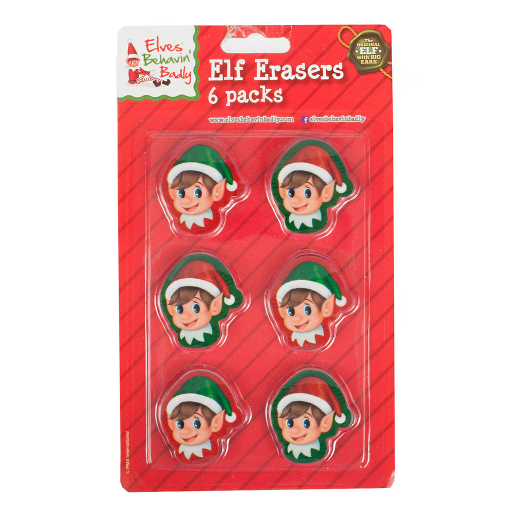 6Pc Elf Head Shape 2D Eraser