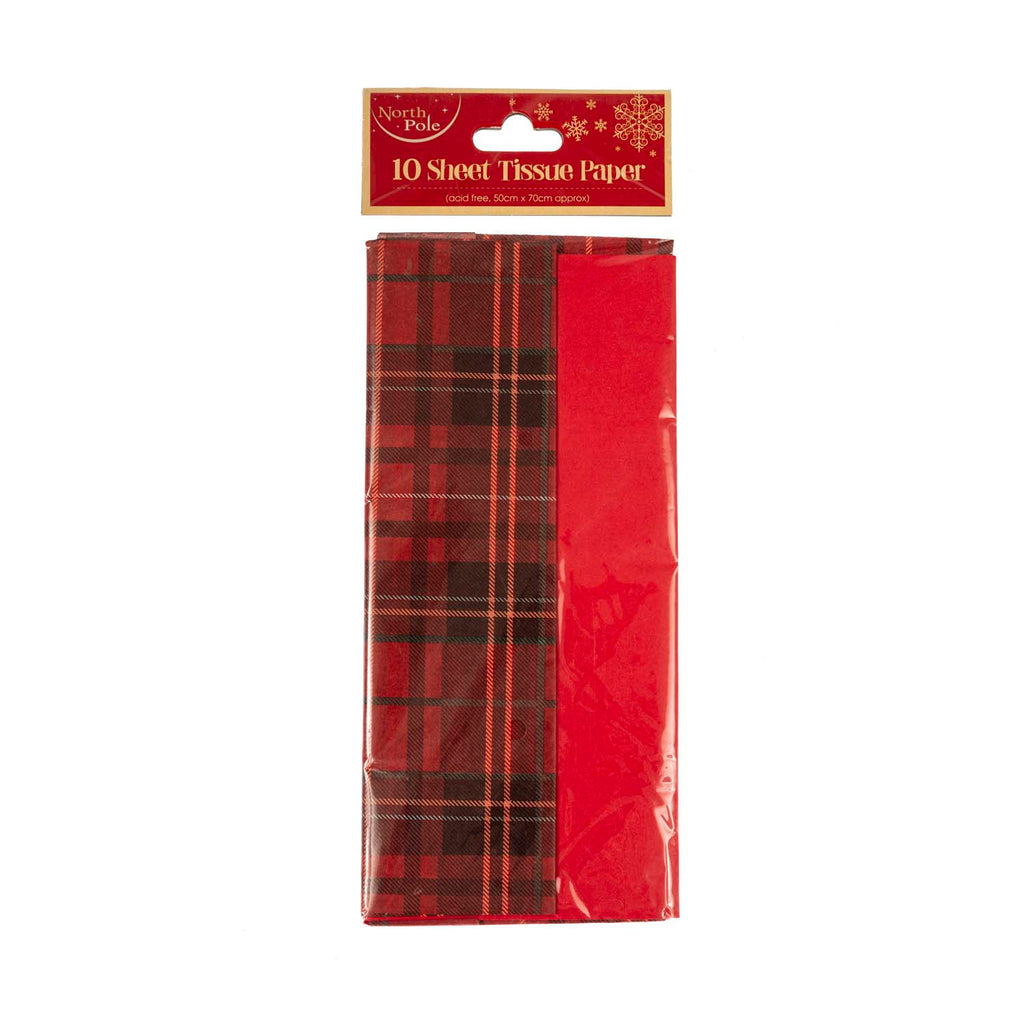 Tartan/Red 10 Sheet Tissue