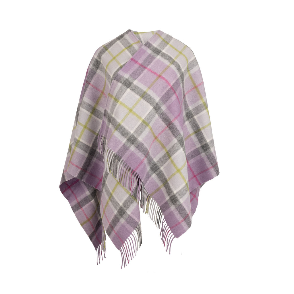 Edinburgh Lambswool Mini Cape  Light Purple Check
