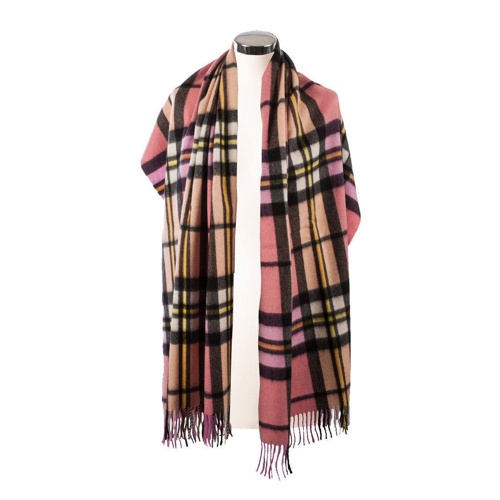Raspberry Cashmere Throw Edinburgh Cashmere Stole RASPBERRY GOLD B | The Scotland Shop