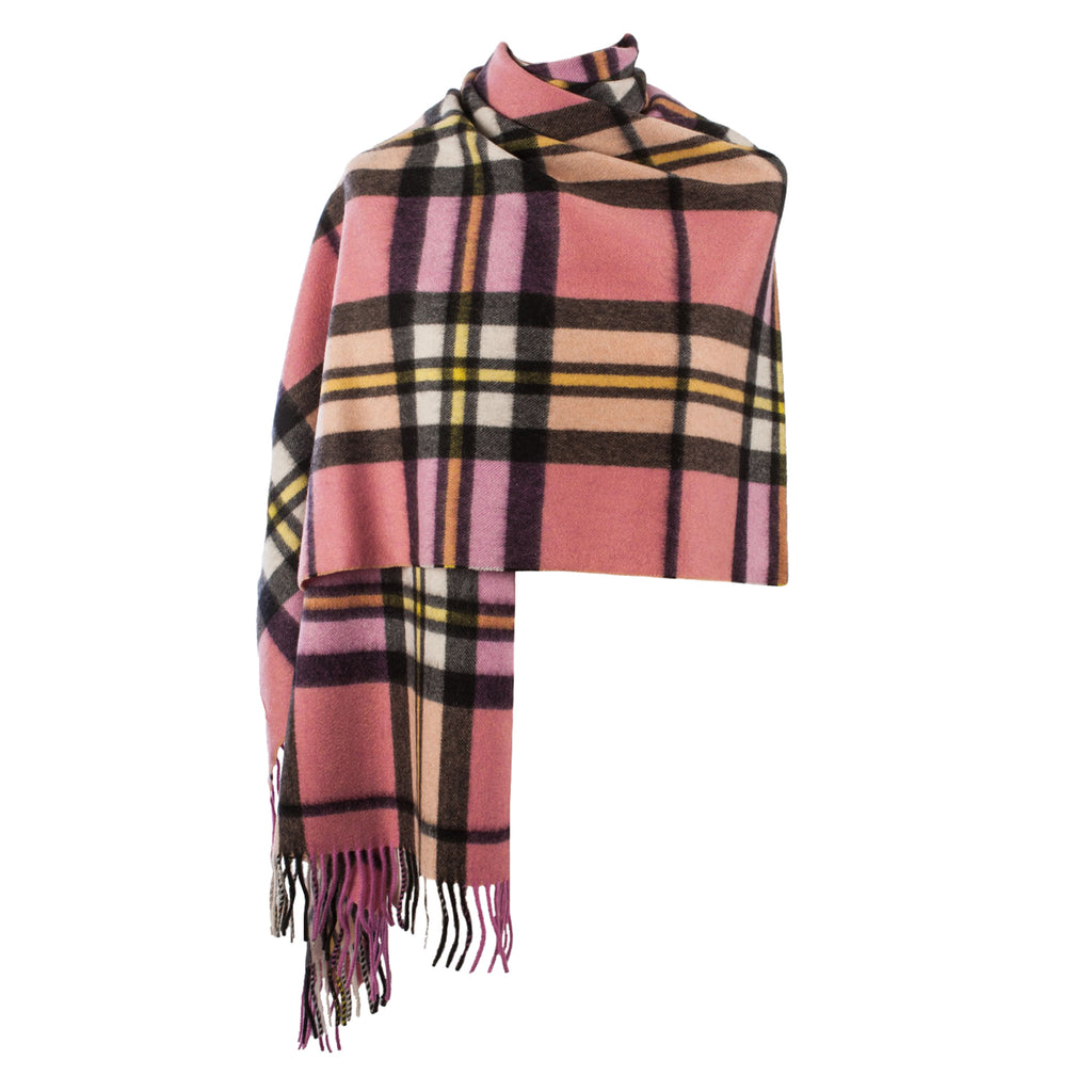 Edinburgh Cashmere Stole  Raspberry Gold B
