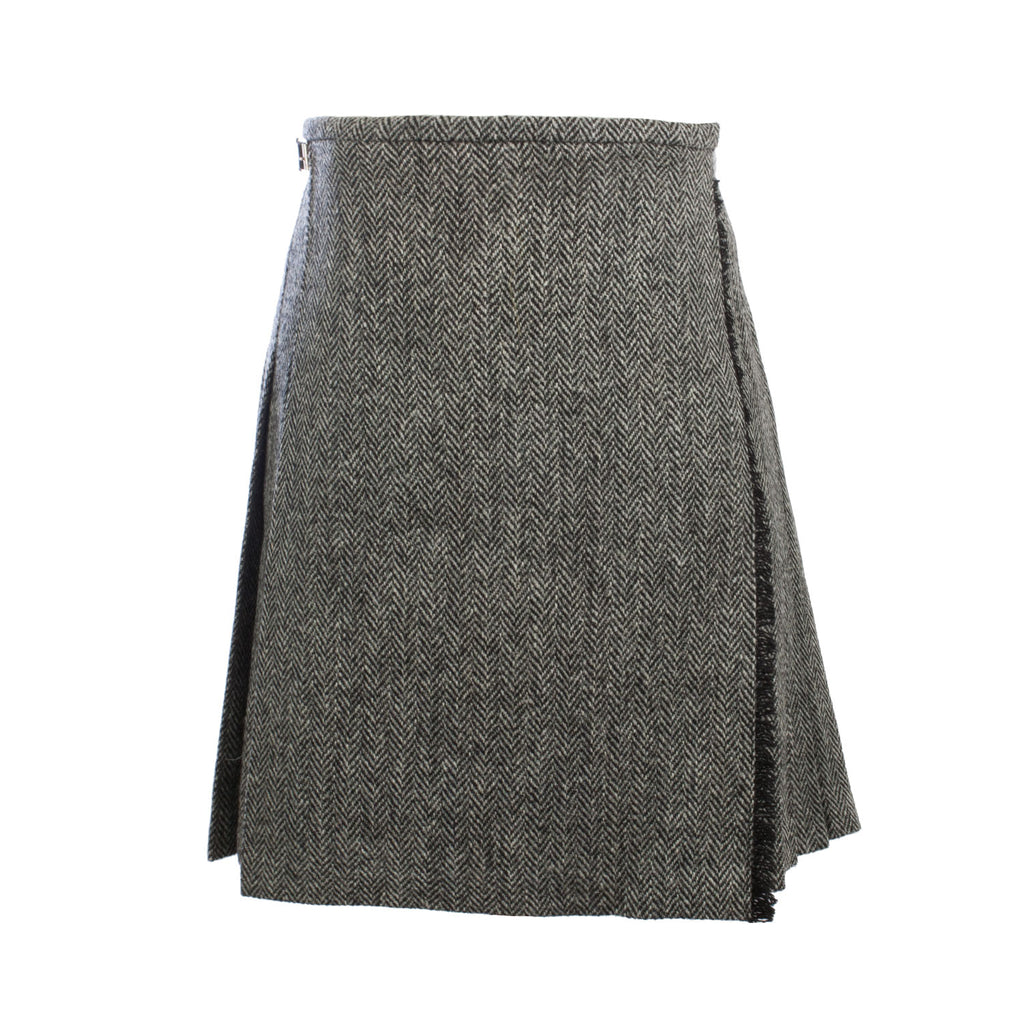Harris Tweed Ladies Bronwyn Wool Skirt Grey Herringbone