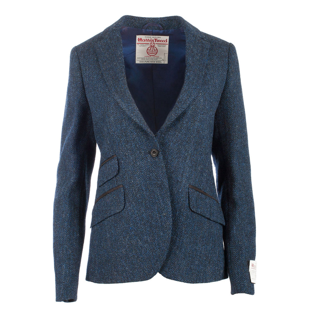 Women's Harris Tweed Iona Jacket  Blue Herringbone