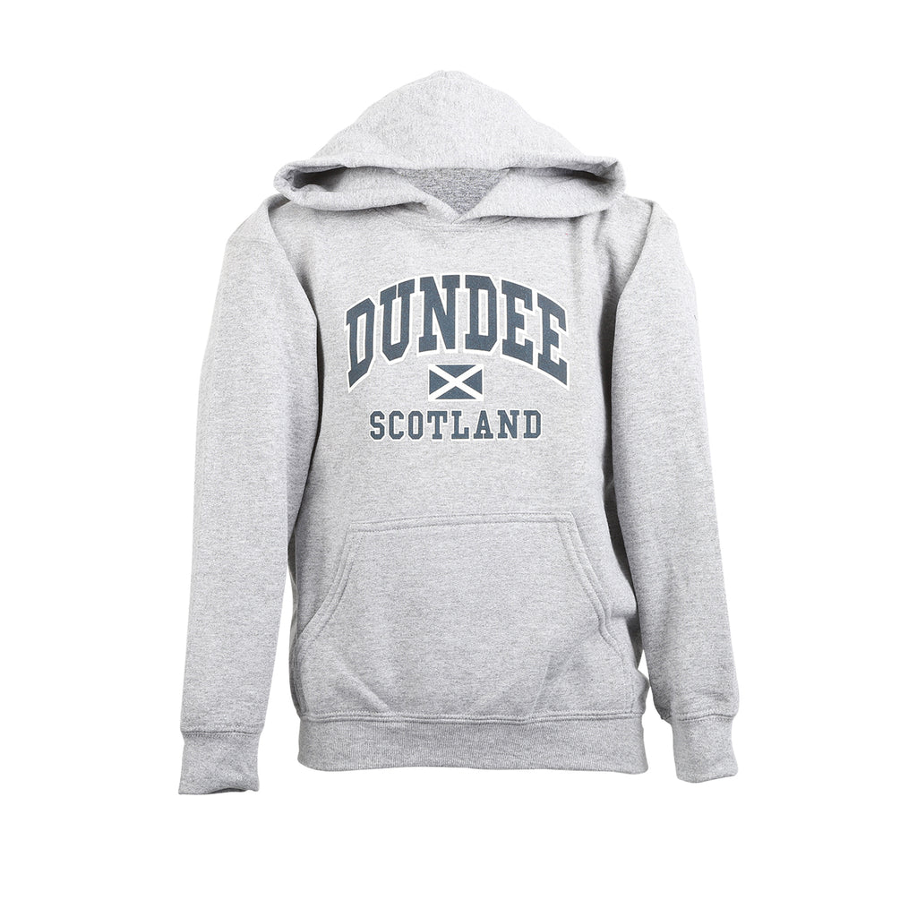 (D) Kids Dundee Harvard Print Hooded Top Sports Grey