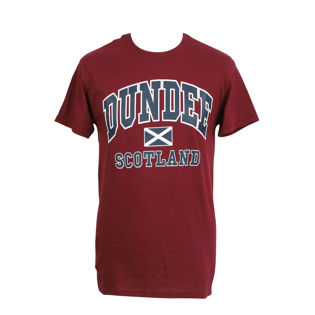 (D) Dundee Harvard Print T/Shirt Maroon