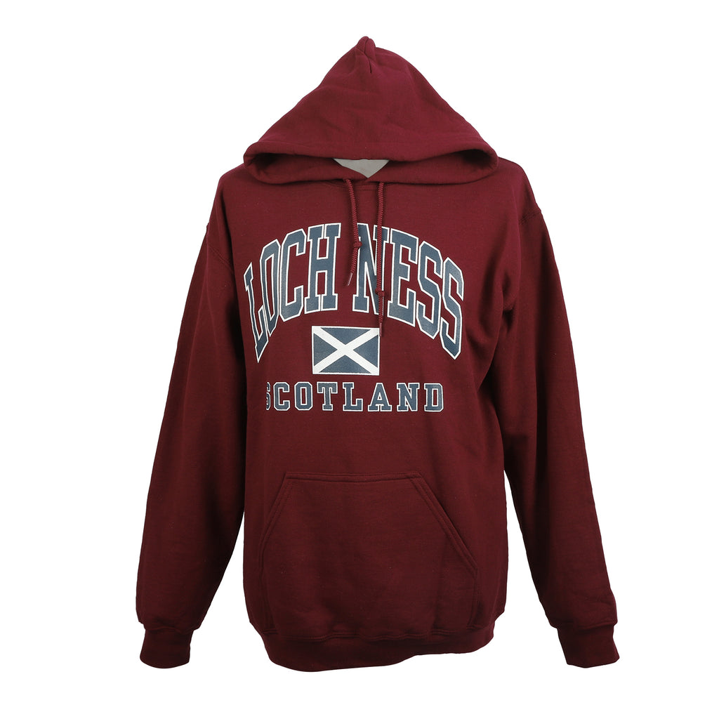 (D) Loch Ness Harvard Print Hooded Top Maroon