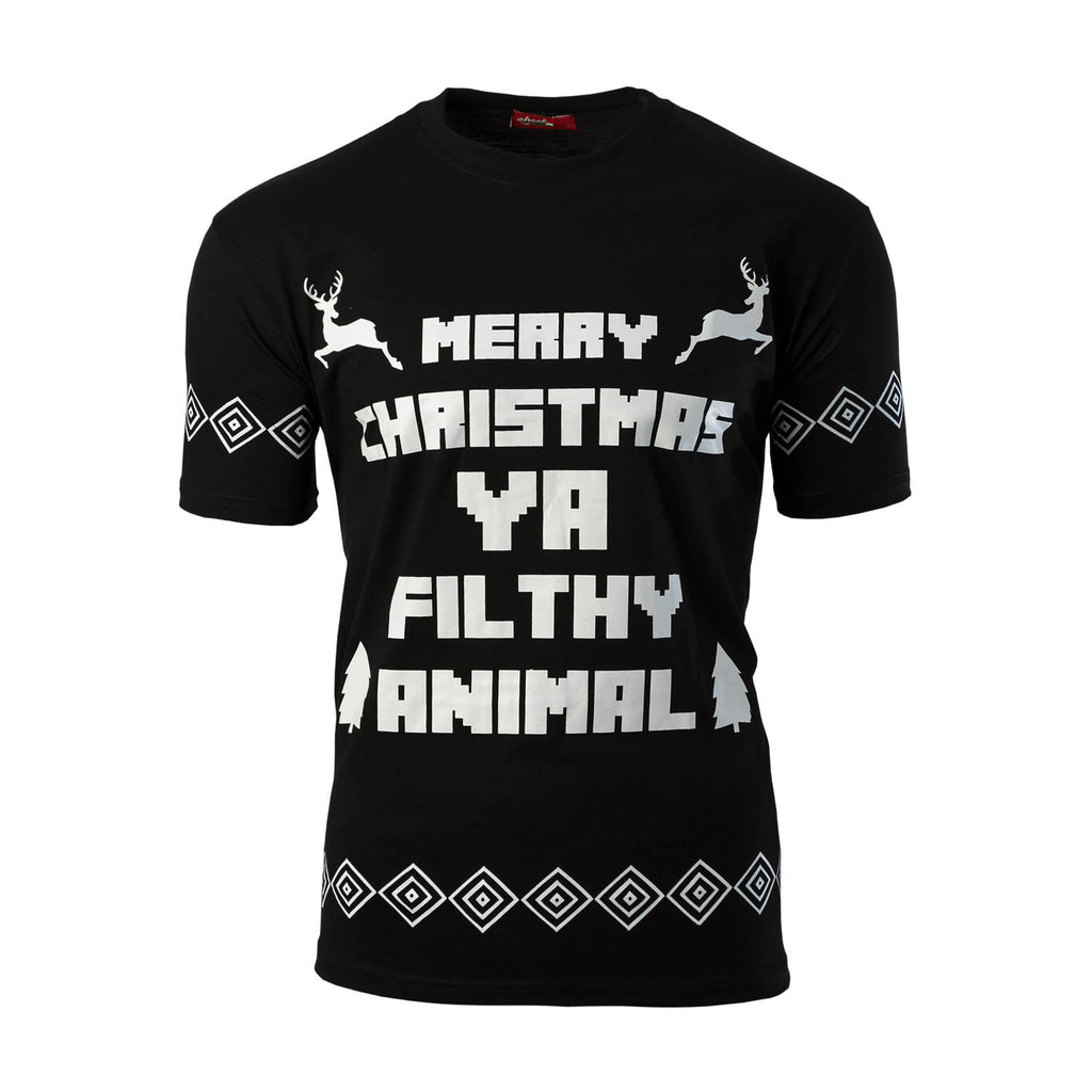 Christmas T-Shirt Ya Filthy Animal Unisex Black
