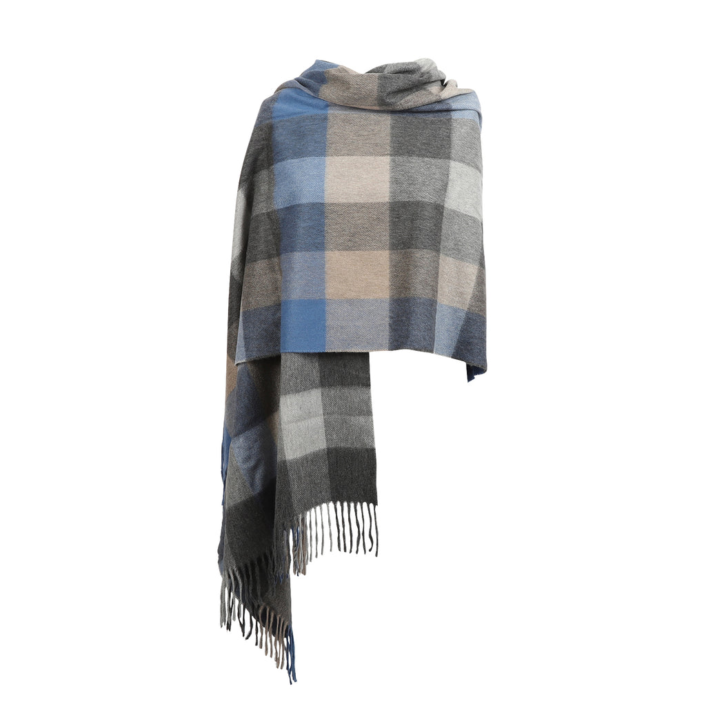 100% Cashmere Solid Stole  Cubes Shadow