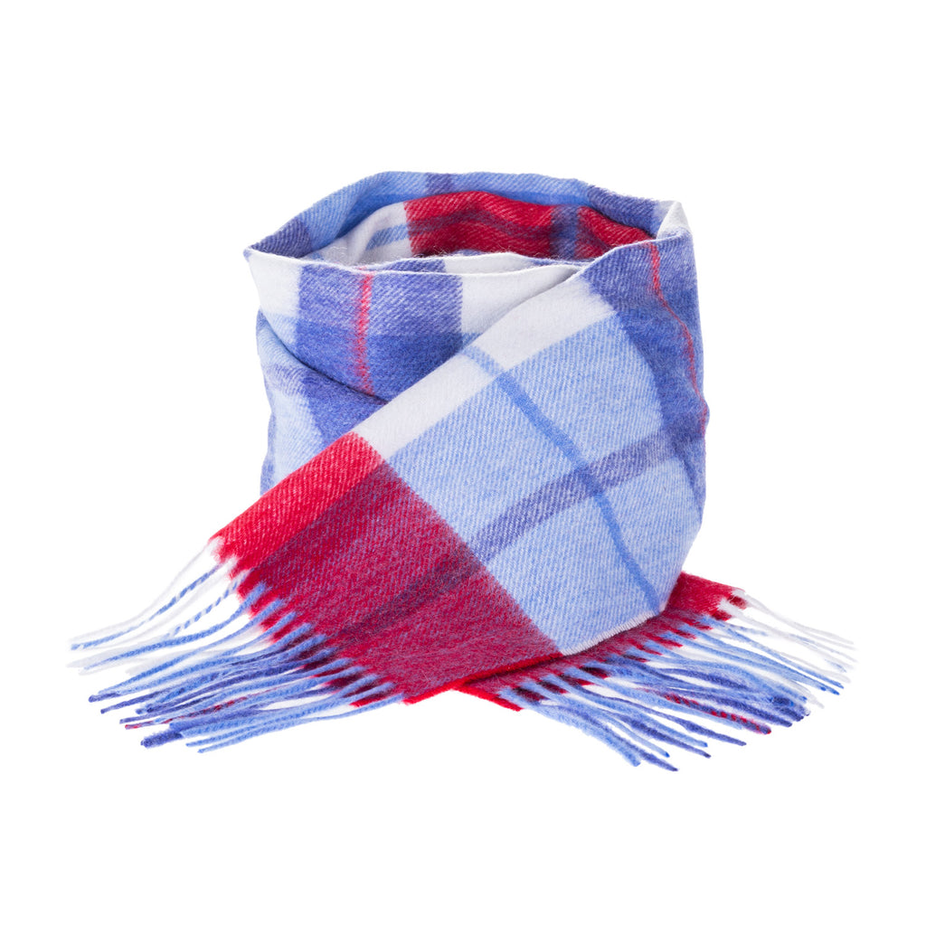 Edinburgh Cashmere Scarf  Painters Check - Regatta/Red/White