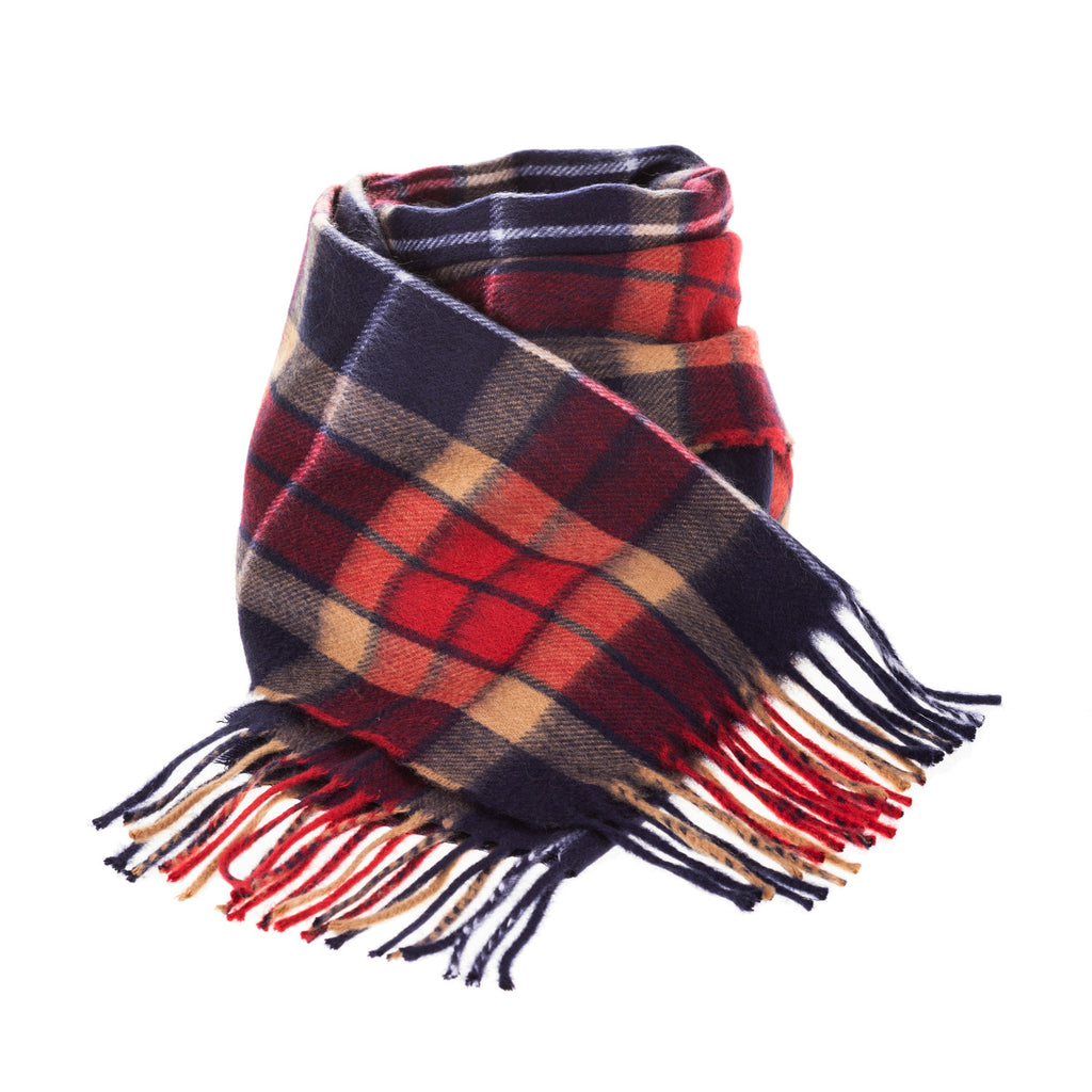 100% Cashmere Woven Scarf Dalton Navy/Red