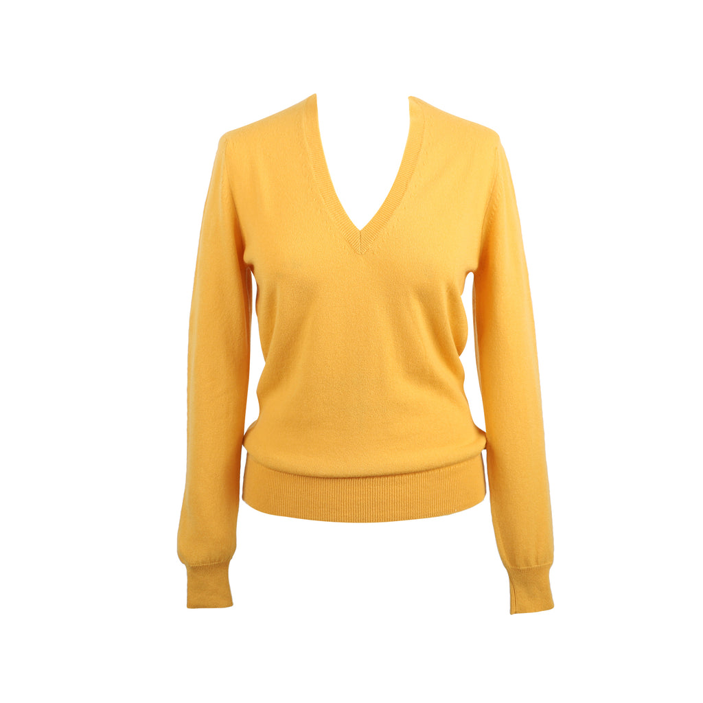 Women's 100% Cashmere V-Neck Jumper John Laing Jaune D'or