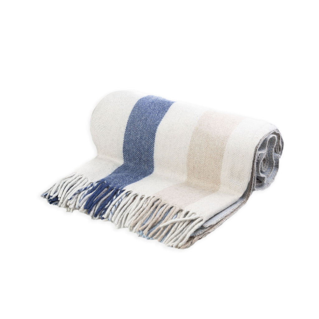 Stripe Herringbone Blanket Light Blue