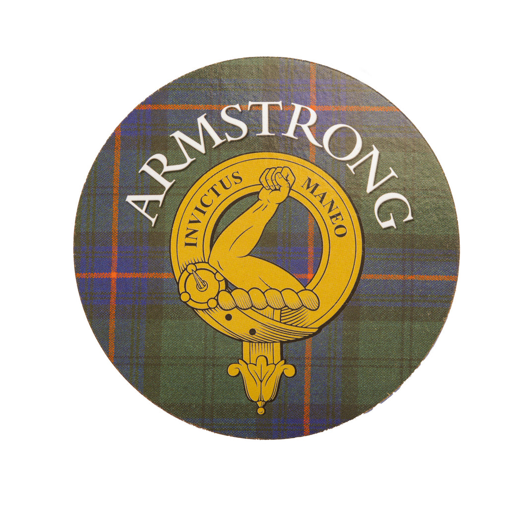 Clan/Family Name Round Cork Coaster Armstrong