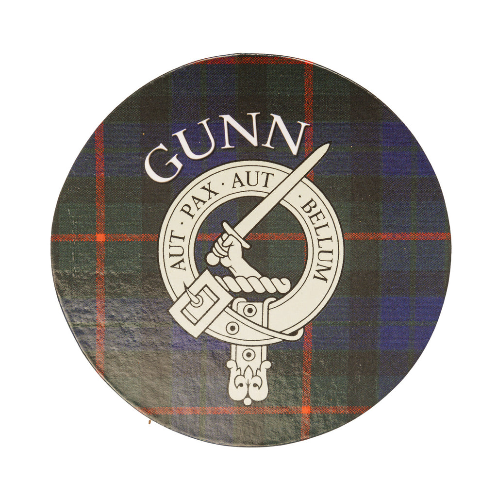 Clan/Family Name Round Cork Coaster Gunn