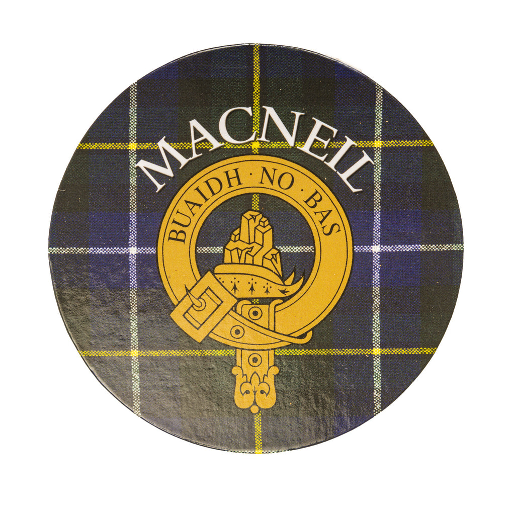 Clan/Family Name Round Cork Coaster Macneil