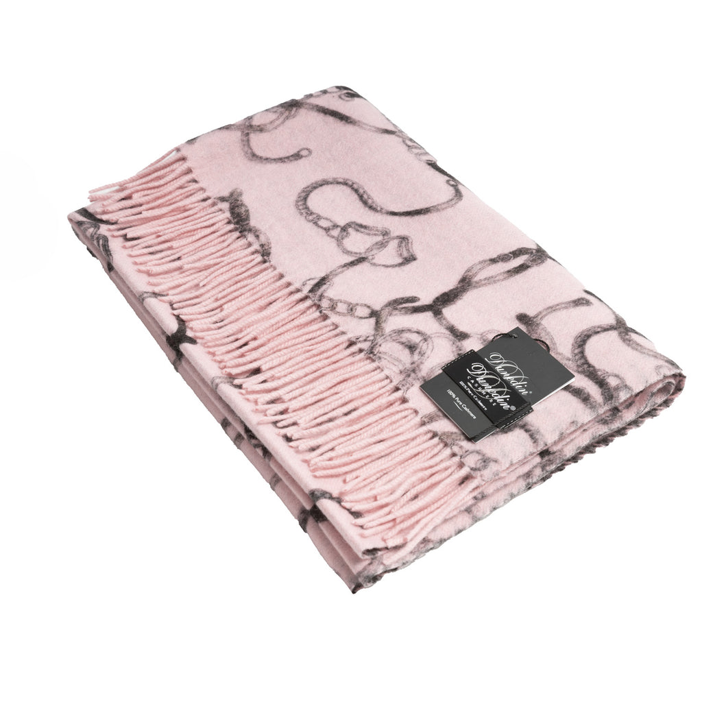 Chain Print Double Sided Cashmere Stole Pink