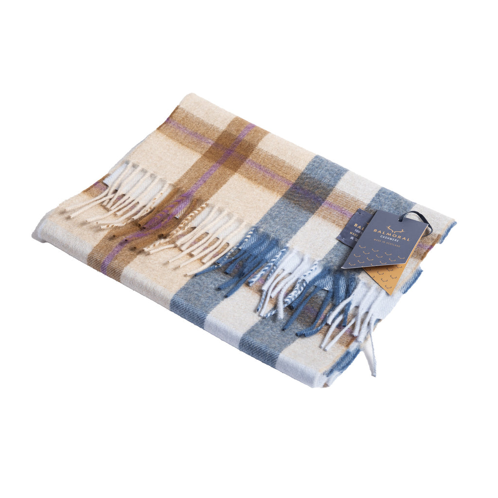 100% Cashmere Woven Scarf Dalton Natural/Light Blue