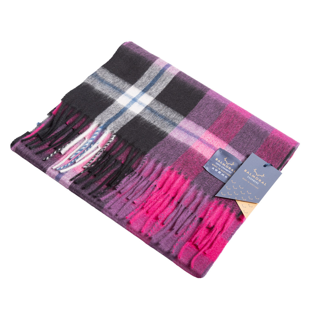 100% Cashmere Woven Scarf Dalton Black/Raspberry