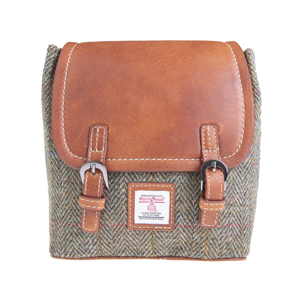 Ladies Ht Small Leather Backpack Lt Brown Check / Tan