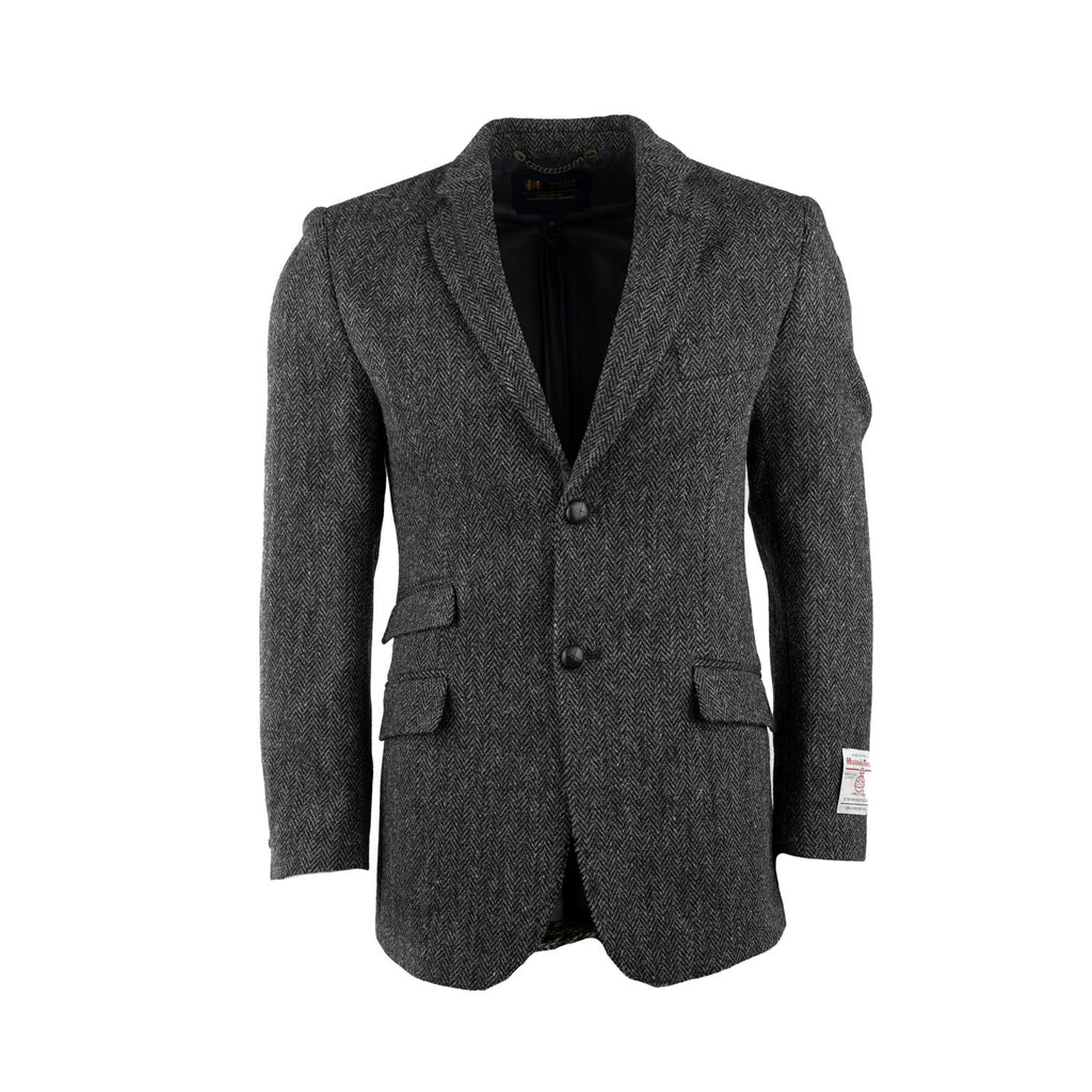 Harris Harris Tweed Jacket Gents Dk Grey Herringbone