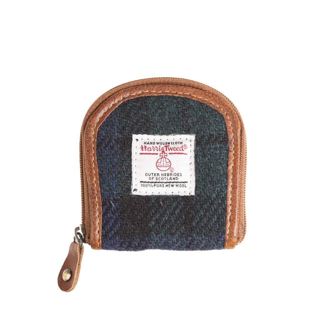 Ladies Ht Leather Coin Purse Black Watch/Tan