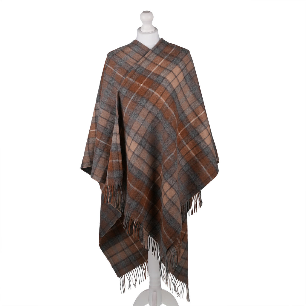 Edinburgh Lambswool Long Tartan Cape Buchanan Natural