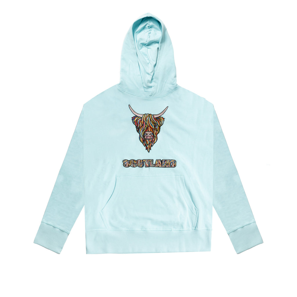 Colourful Highland Cow Embroidered Hood