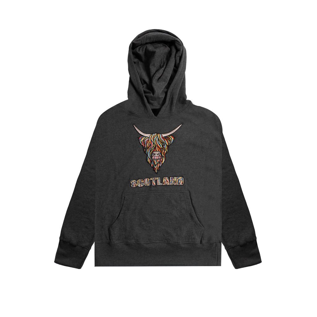 Colourful Highland Cow Embroidered Hood