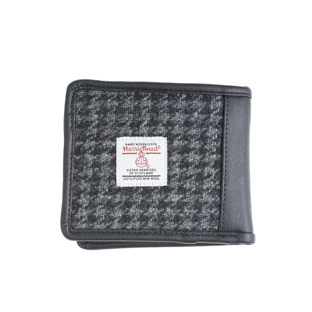 Mens Ht Vegan Leather Wallet Black And Grey Houndstooth / Black